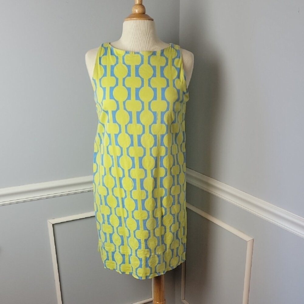 GRETCHEN SCOTT DESIGNS 60s 70s‎ Retro Pattern Boho Preppy Designer Shift Dress S